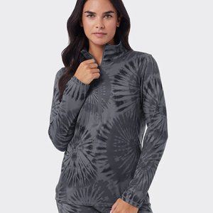 32 DEGREES WOMEN'S ACTIVE 1/2 ZIP XS  BLACK CIRCLE TIE DYE